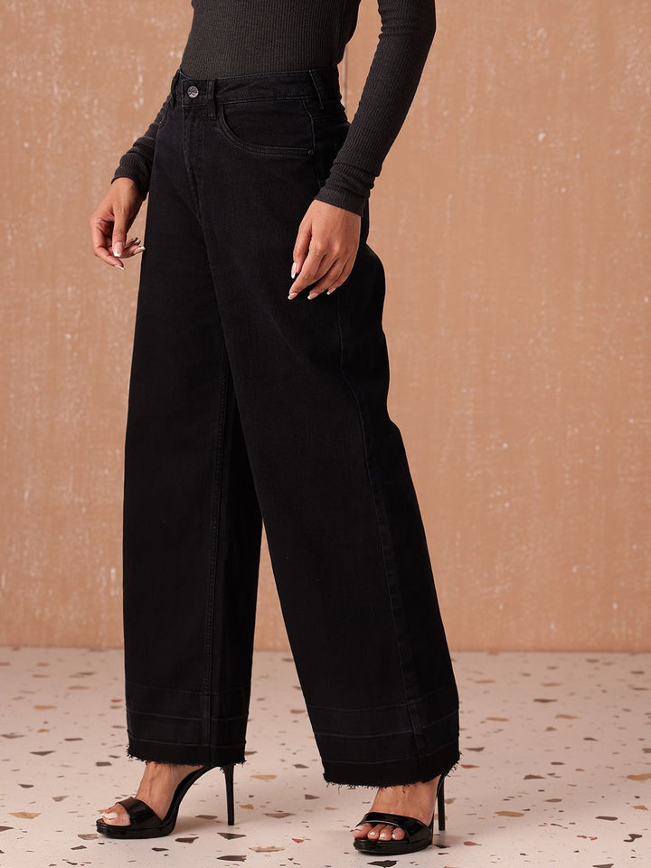 all about you Women Wide Leg High-Rise Light Fade Stretchable Jeans