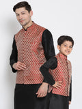 VASTRAMAY Boys Woven-Designed Nehru Jacket