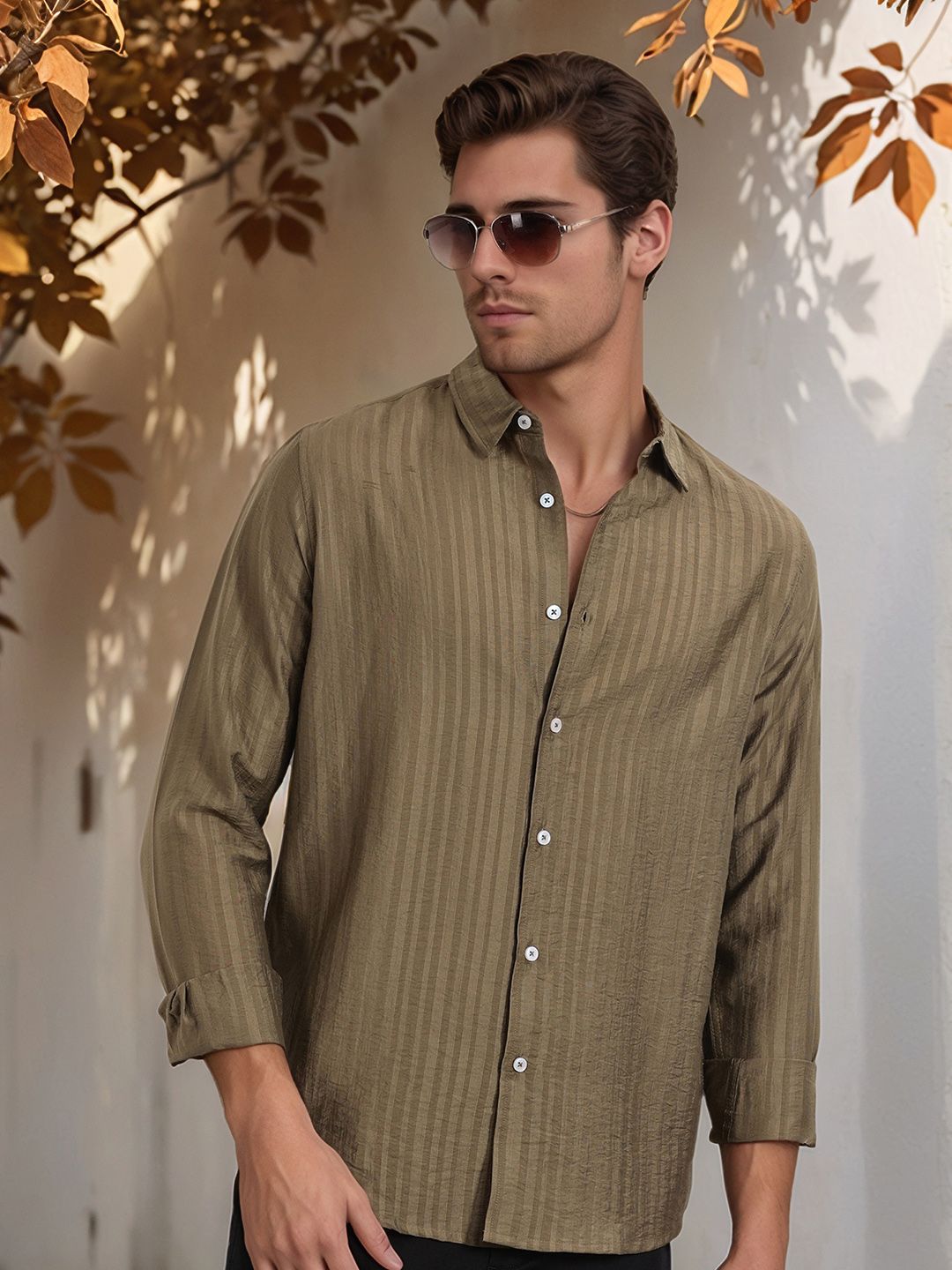 Thomas Scott Men Classic Slim Fit Opaque Casual Shirt