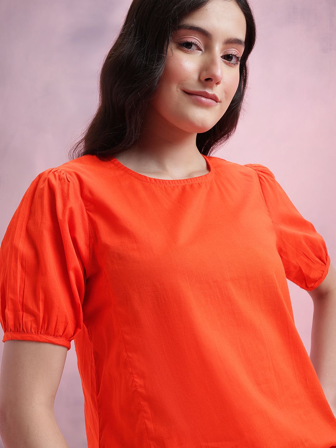 DressBerry Puff Sleeves Pure Cotton Top