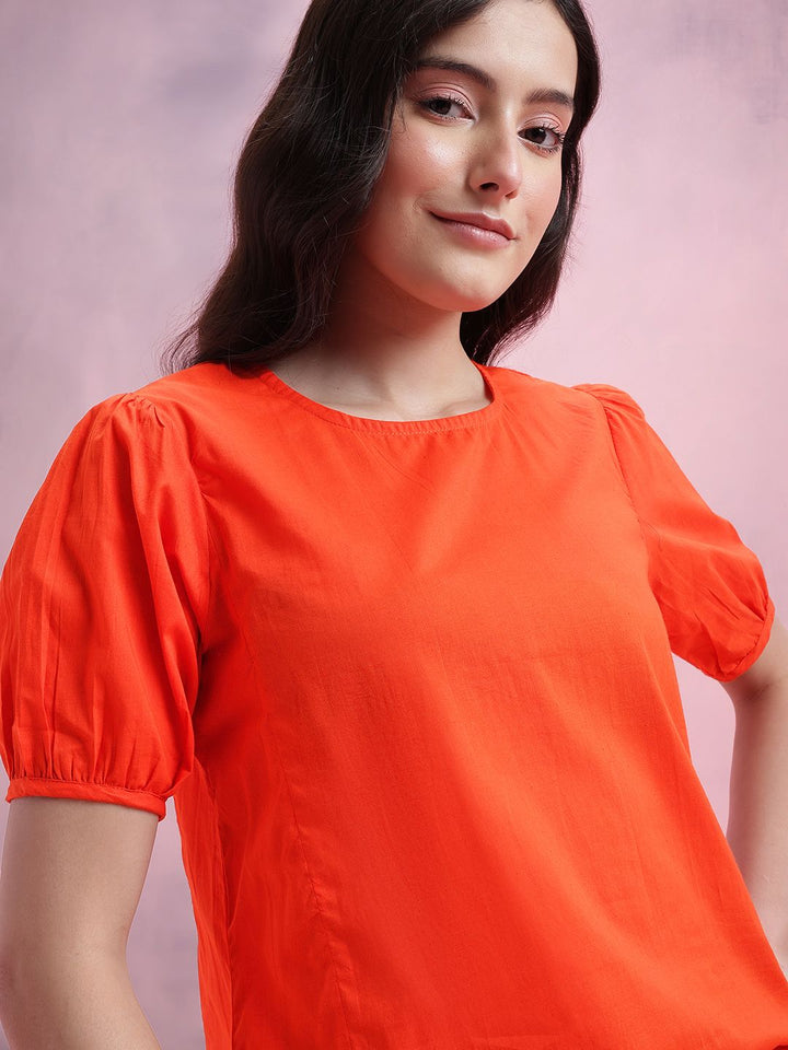 DressBerry Puff Sleeves Pure Cotton Top