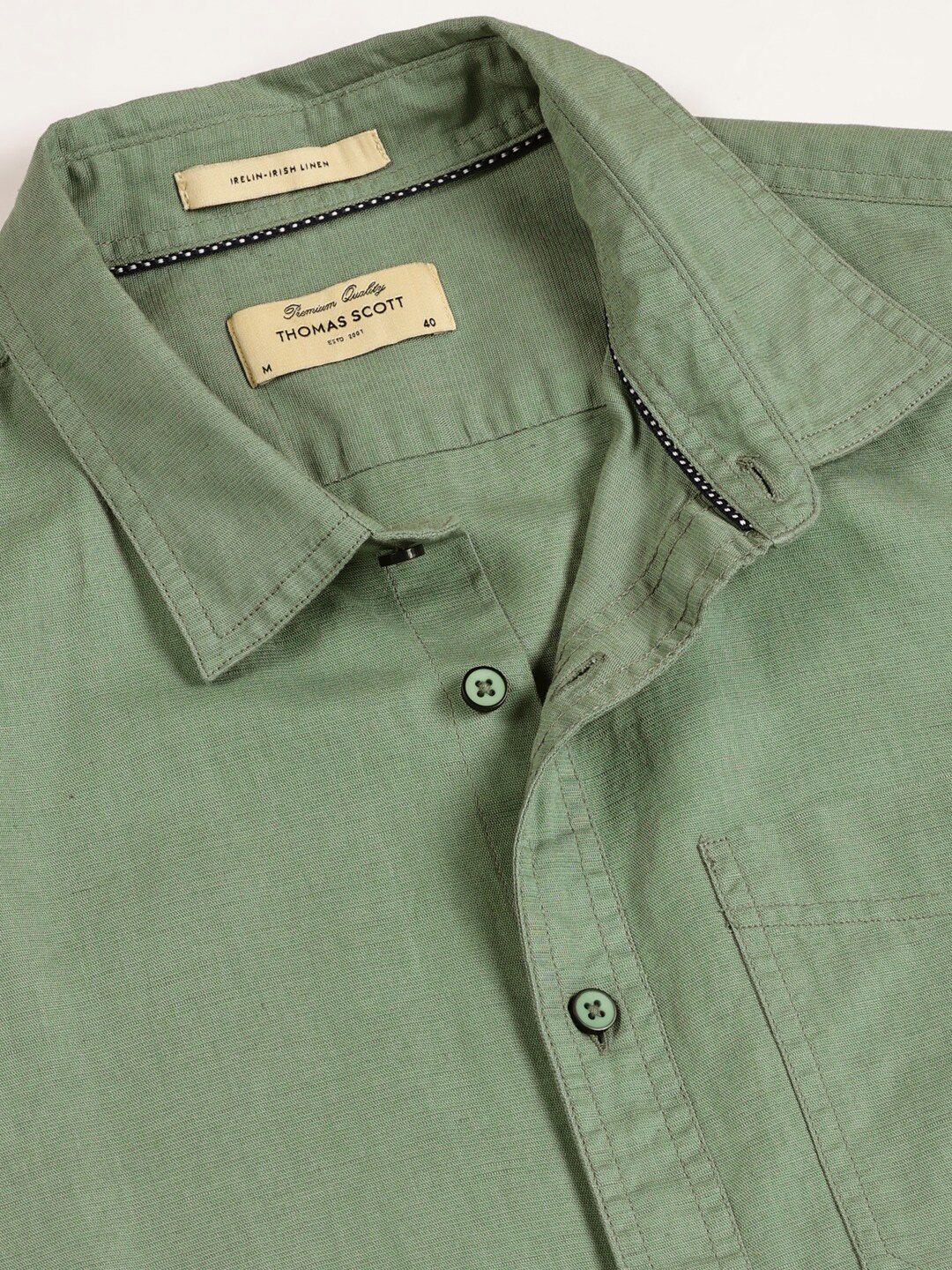 Thomas Scott Premium Spread Collar Cotton Linen Short Sleeves Casual Shirt