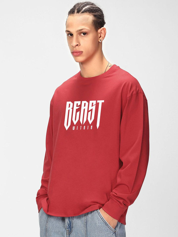 Bewakoof Men Typography Printed Round Neck Pure Cotton Oversized T-shirt