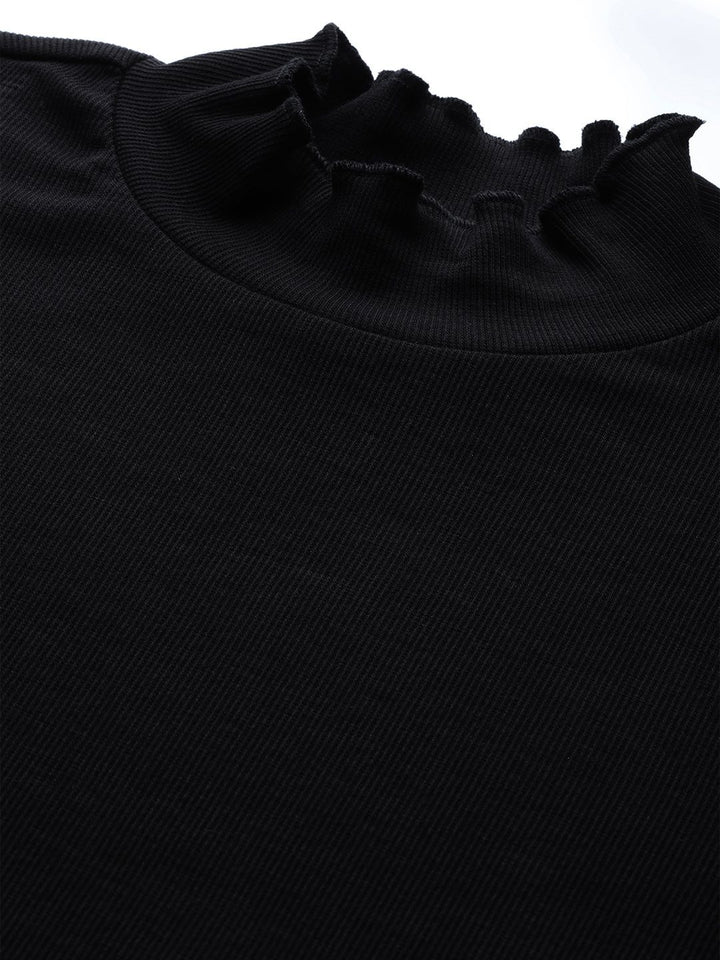 SASSAFRAS Black High Neck Cropped Top