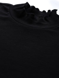 SASSAFRAS Black High Neck Cropped Top