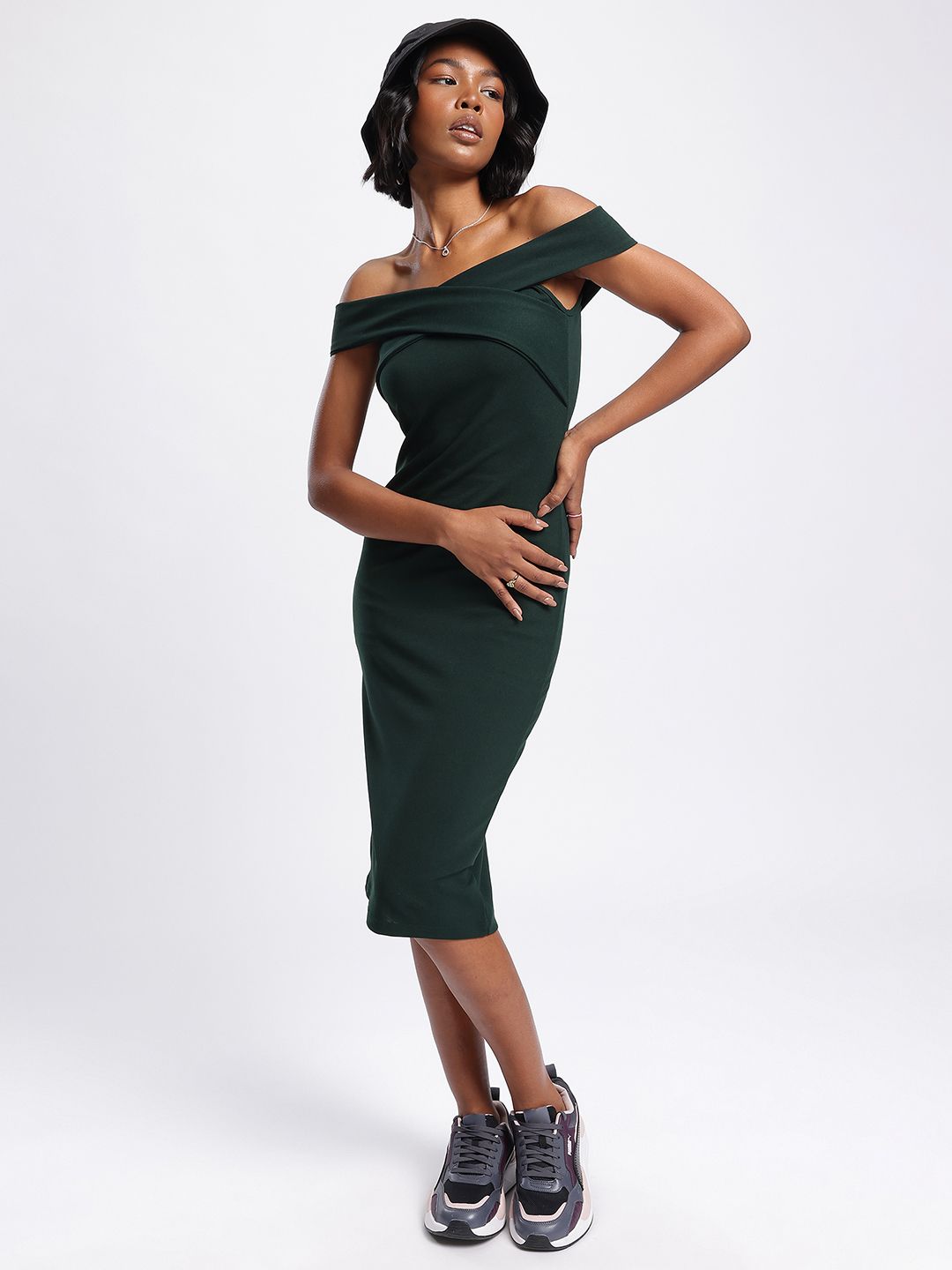 DressBerry Twists & Turns Off-Shoulder Bodycon Dress