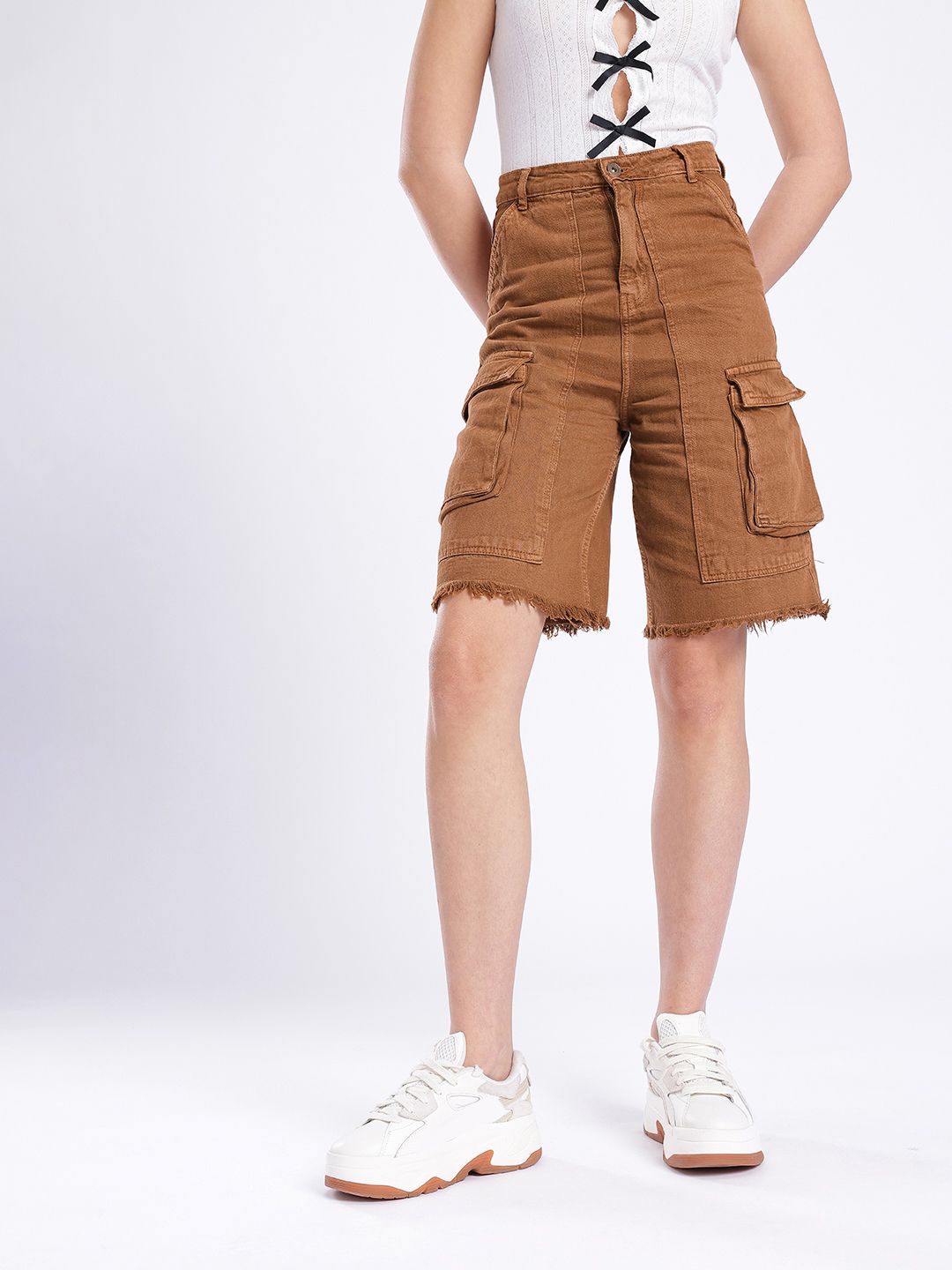 DressBerry Women Cool Edge Denim Cargo Shorts