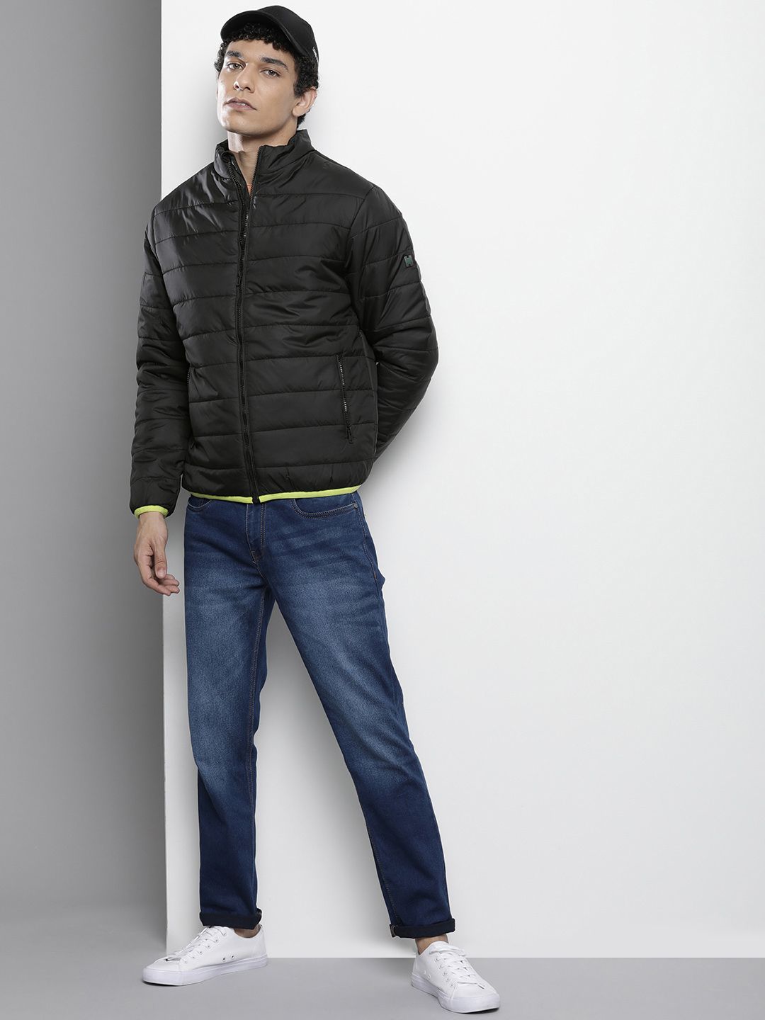 The Indian Garage Co Men Zip-Front Puffer Jacket with Zip Pockets
