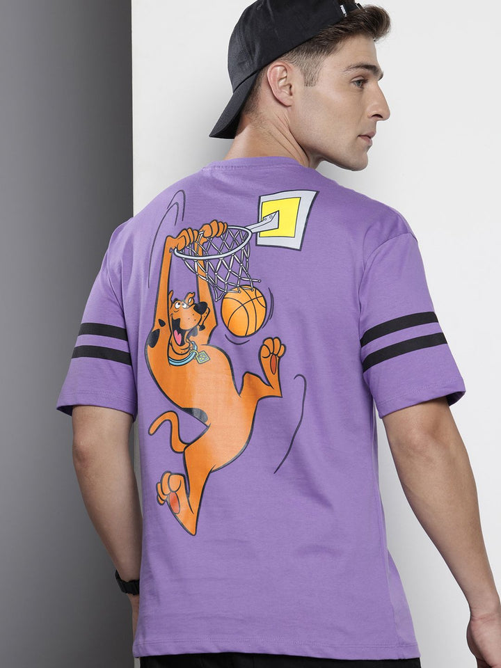 The Indian Garage Co Pure Cotton Scooby-Doo Printed Drop-Shoulder Sleeves Boxy T-shirt