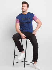 Being Human Men Navy Blue Typography Printed Cotton  T-shirt