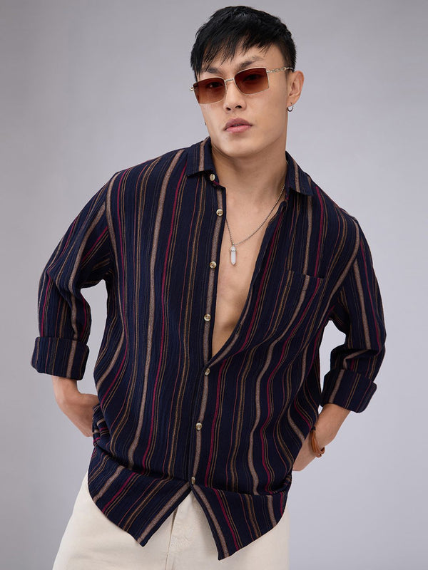 VASTRADO Men Classic Slim Fit Opaque Striped Casual Shirt