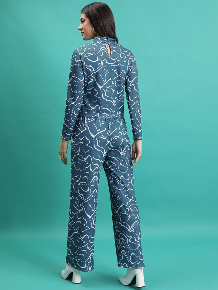 Tokyo Talkies Printed Top With Straight Leg Trousers