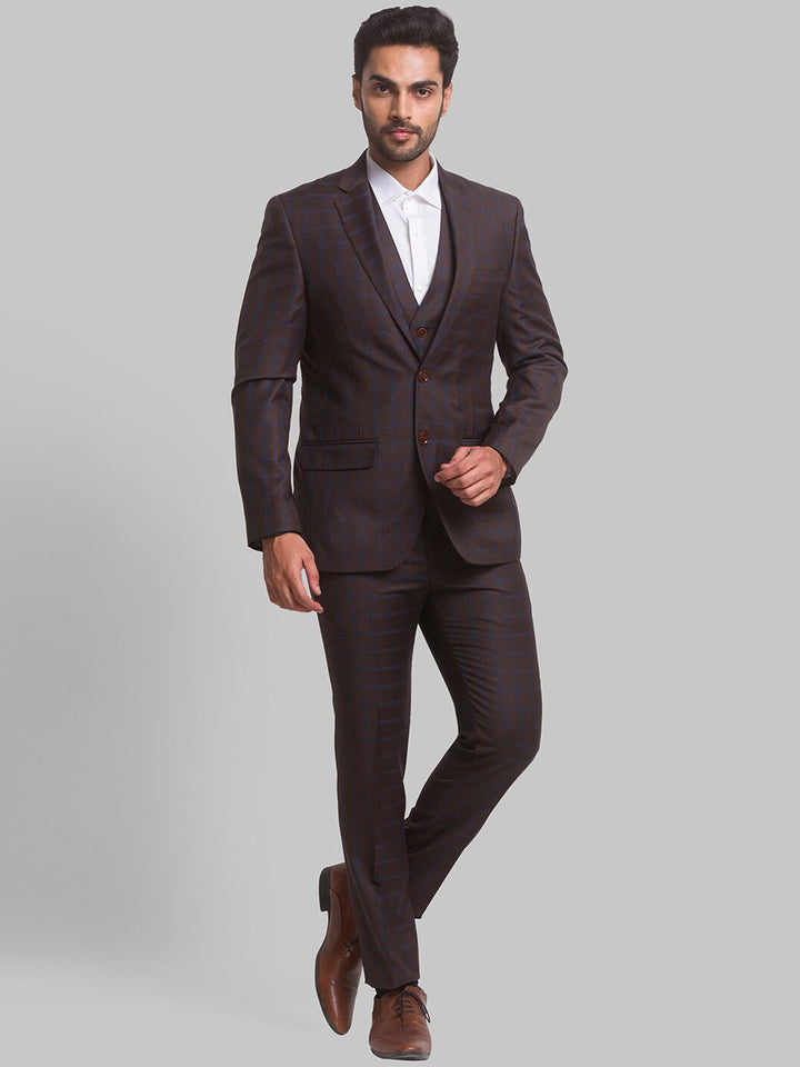 Park Avenue Men Checked Super Slim-Fit Single-Breasted 3-Piece Suits