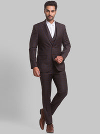 Park Avenue Men Checked Super Slim-Fit Single-Breasted 3-Piece Suits