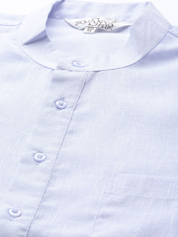 SOJANYA PLUS Men Blue Woven Design Dobby Straight Kurta