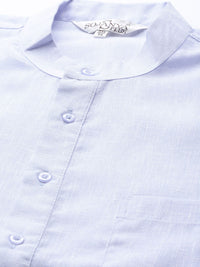 SOJANYA PLUS Men Blue Woven Design Dobby Straight Kurta