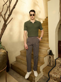 DENNISON Men Textured Polo Collar Knitted T-Shirt