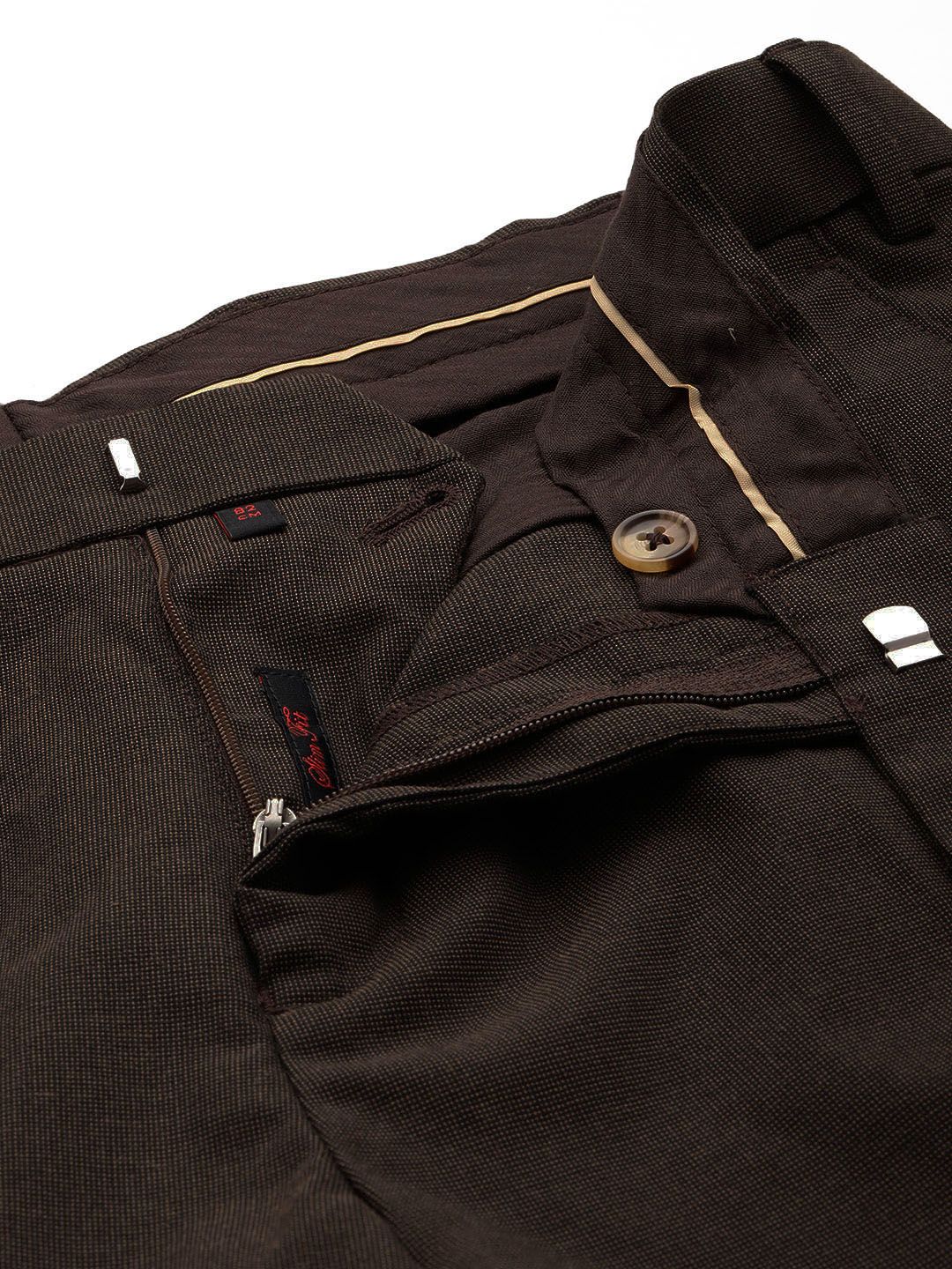 Raymond Men Textured Slim Fit Formal Trousers
