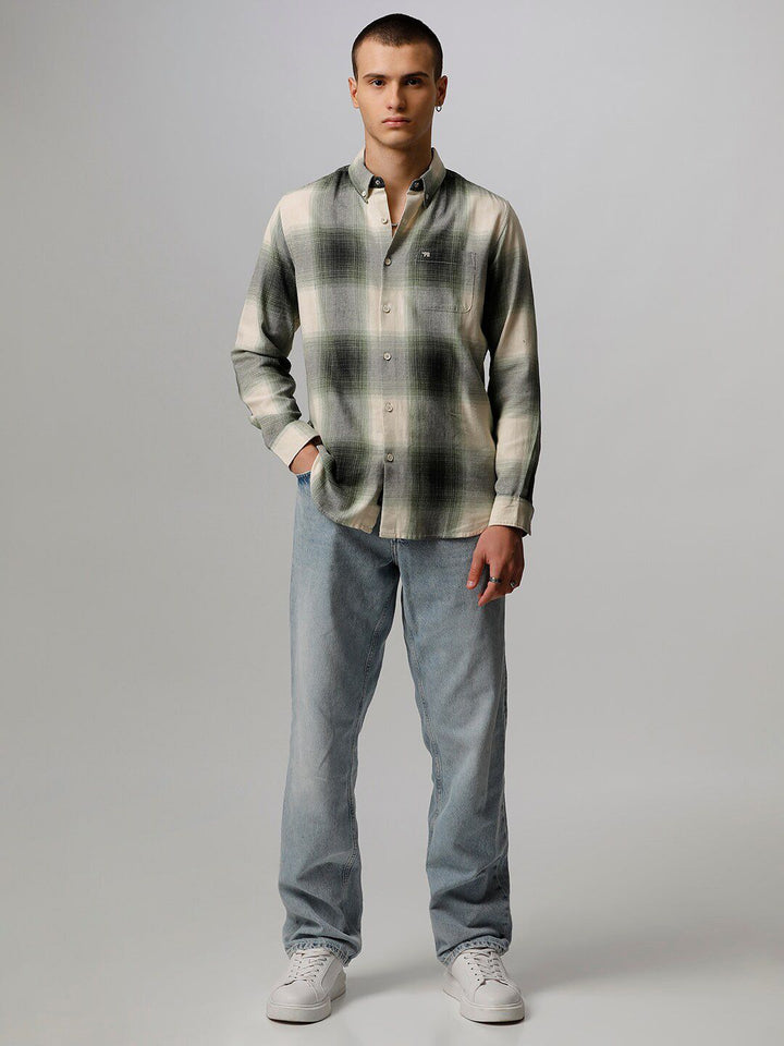 THE BEAR HOUSE Men Slim Fit Checked Pure Cotton Casual Shirt