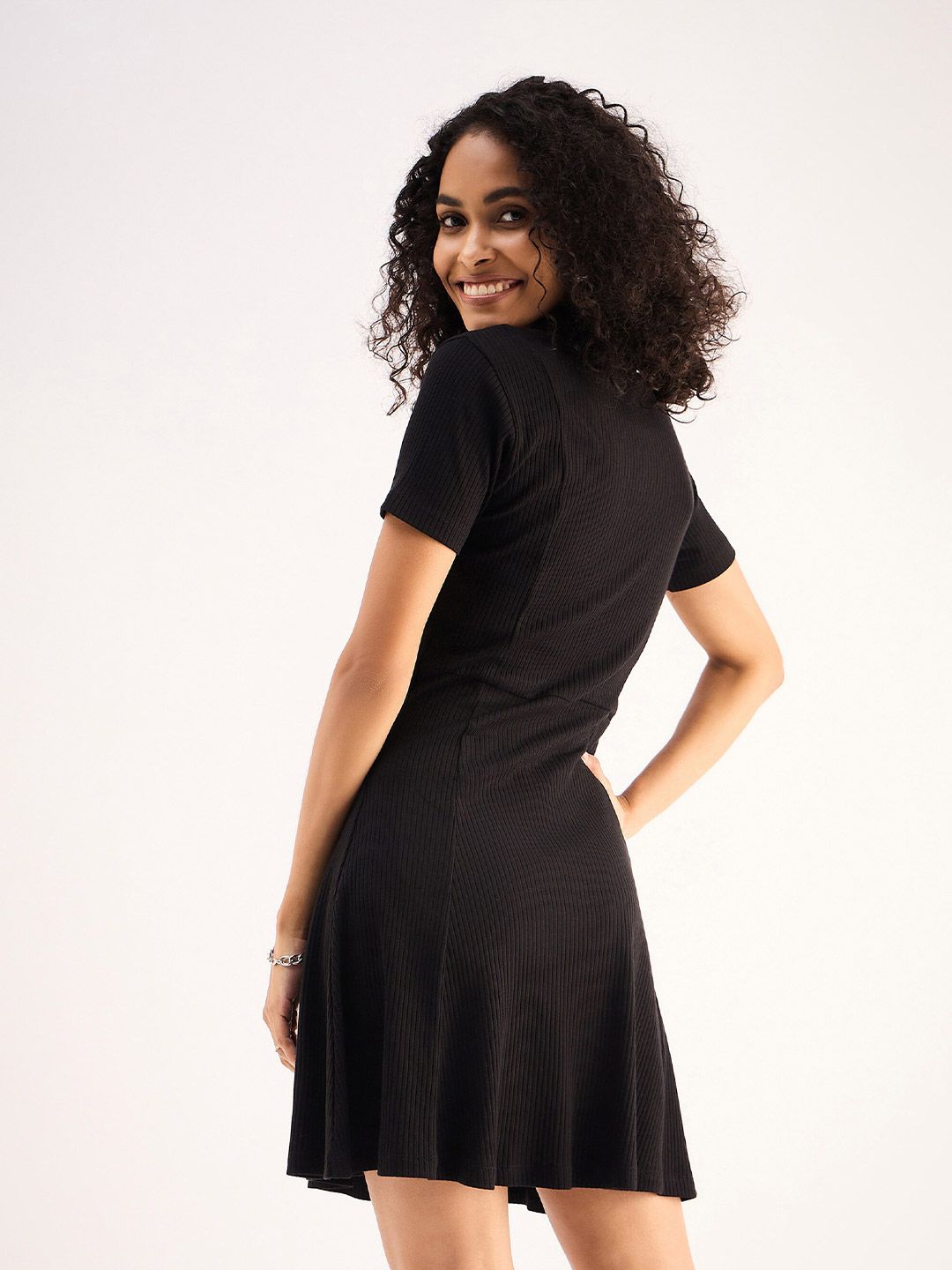 SASSAFRAS BASICS Shirt Collar Cotton Fit & Flare Dress