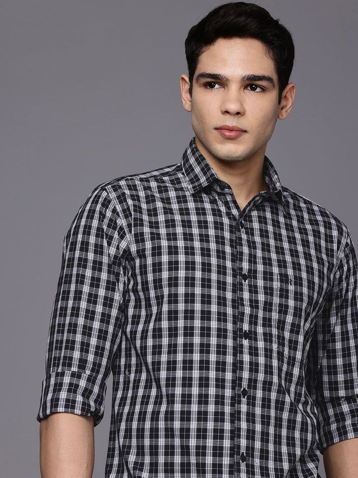 Raymond Pure Cotton Slim Fit Checked Casual Shirt