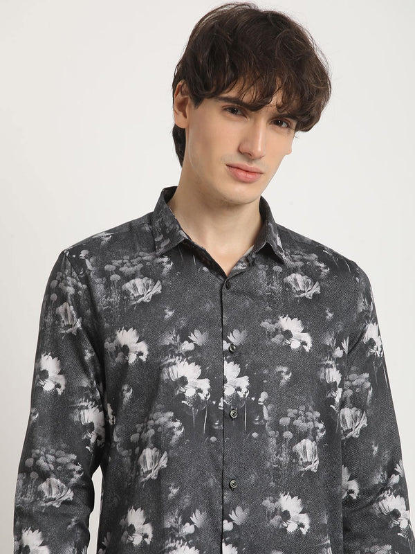 THE BEAR HOUSE Pure Cotton Printed Slim Fit Casual Shirt
