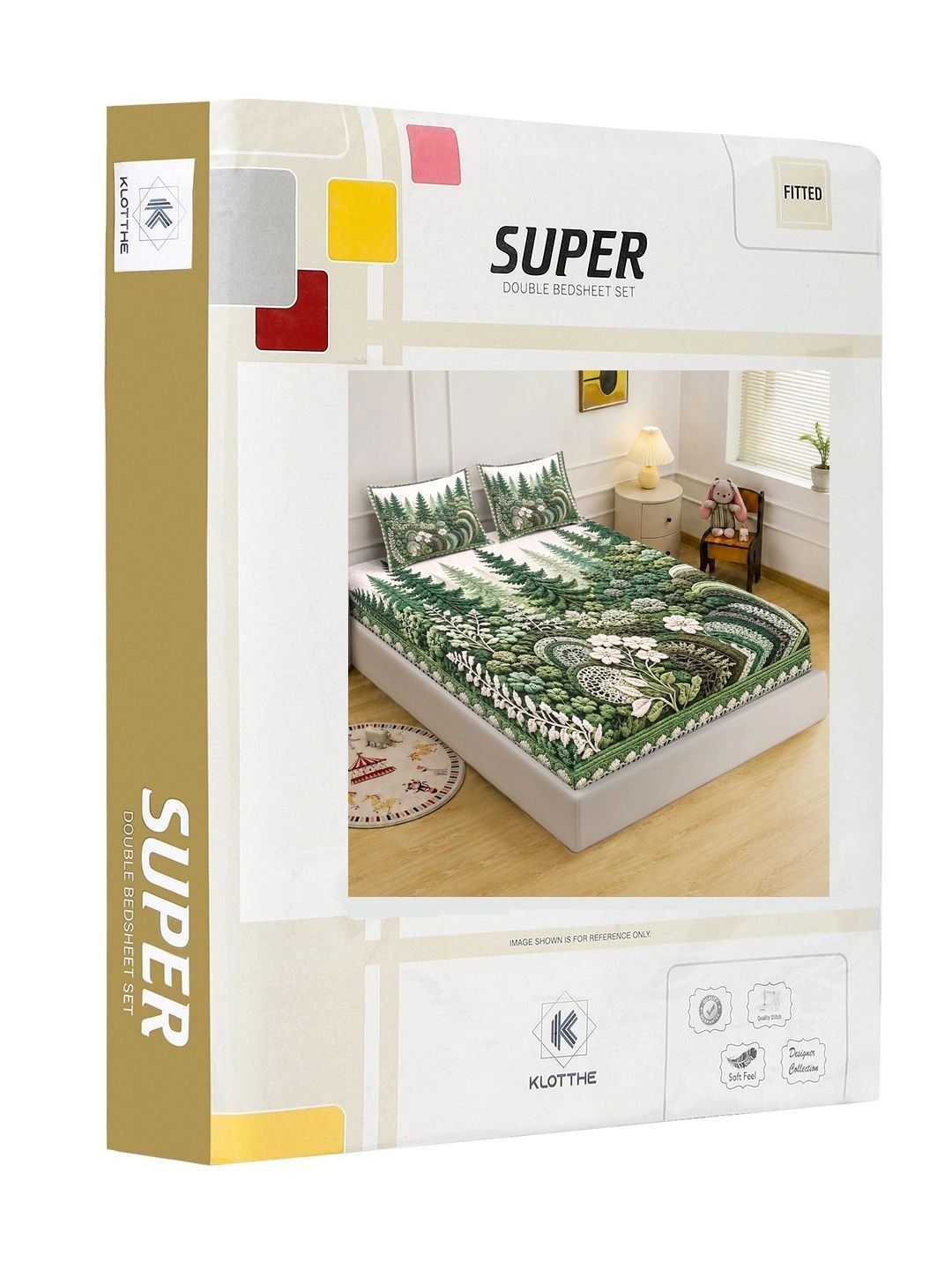 KLOTTHE Green & White Floral 400 TC King Bedsheet with 2 Pillow Covers