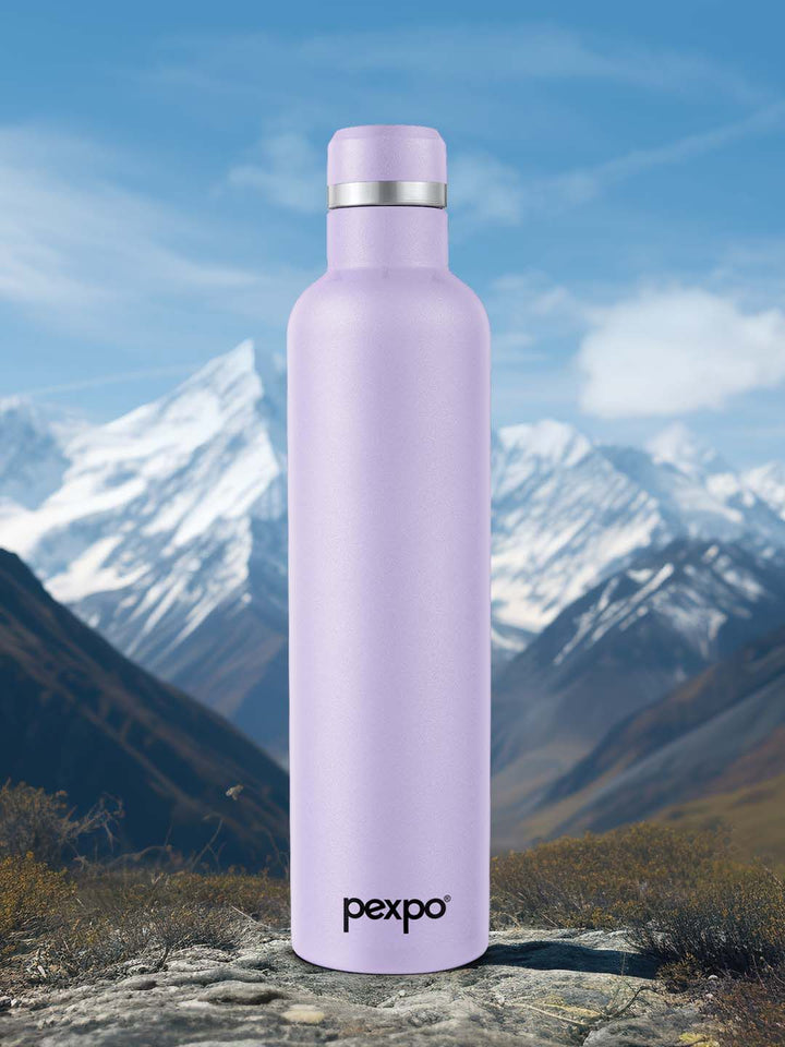 Pexpo Oreo Purple ISI Certified Thermosteel Hot and Cold Flask Water Bottle 980 ml
