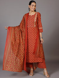 Libas Floral Printed Regular Gotta Patti Pure Cotton Kurta with Palazzos & With Dupatta