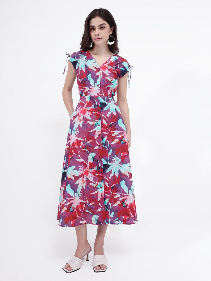 RAREISM Floral Print Fit & Flare Midi Dress