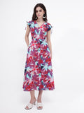 RAREISM Floral Print Fit & Flare Midi Dress