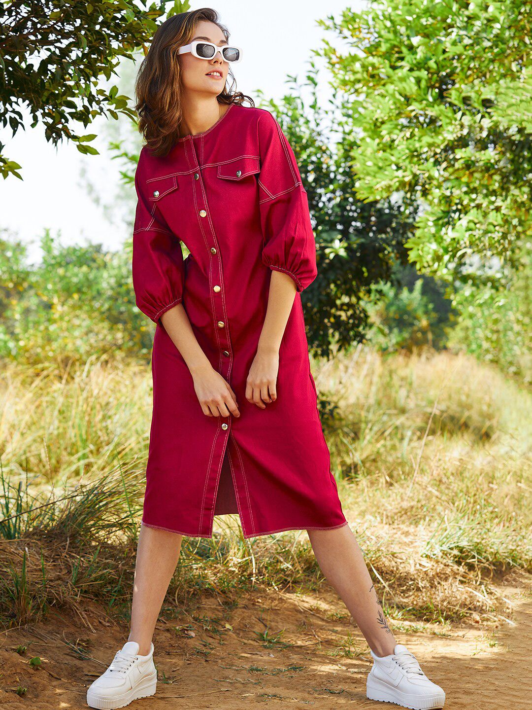 Athena Cotton Denim Sheath Dress