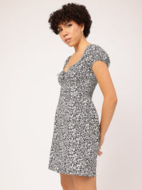 DressBerry Monochrome Magic Floral Smocked Mini Dress