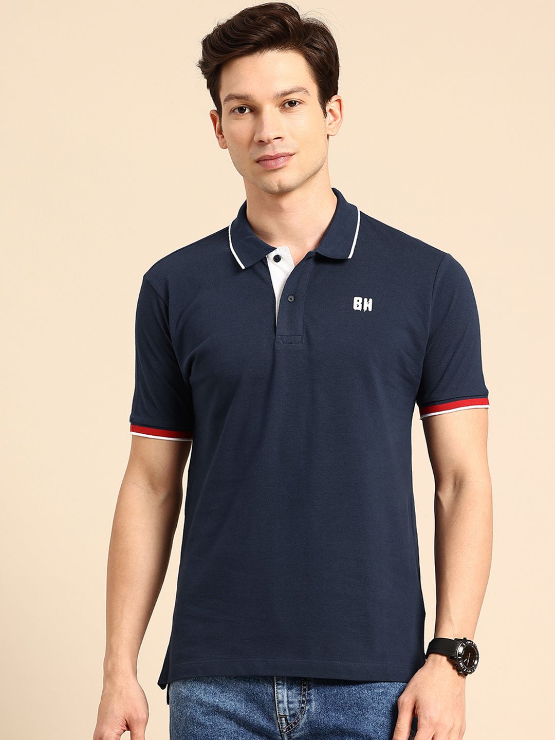 Being Human Polo Collar Pure Cotton T-shirt
