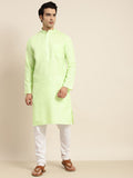 Anug by SOJANYA Men Green Band Collar Kurta