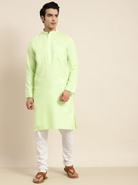Anug by SOJANYA Men Green Band Collar Kurta