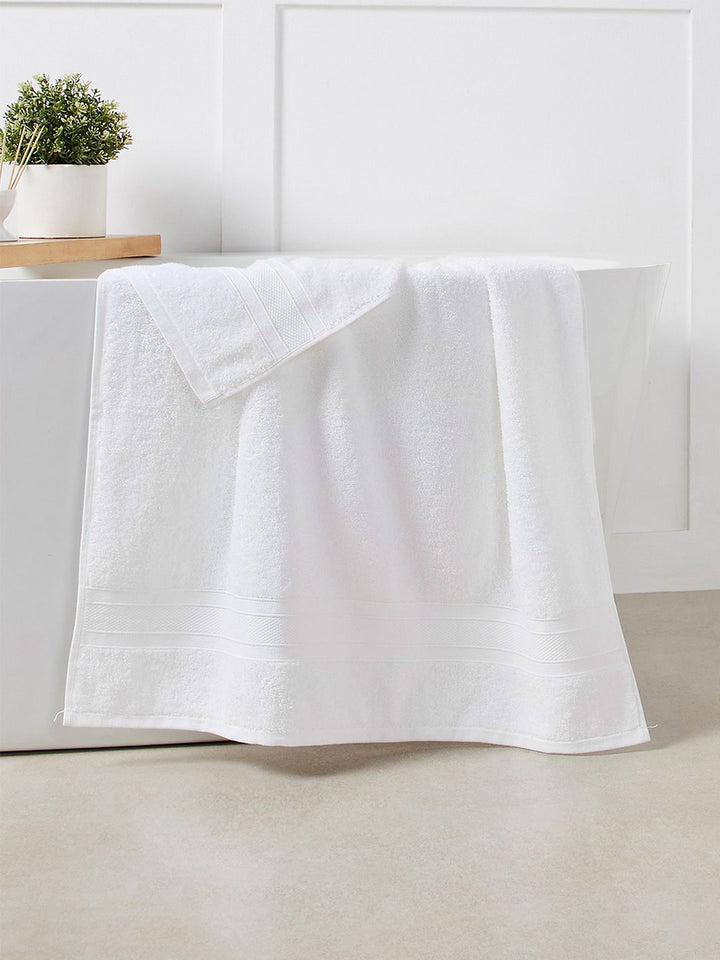 MYTRIDENT White Solid 500 GSM Pure Cotton Soft  Plush Bath Towel