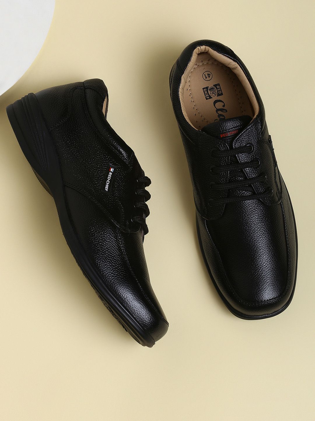 Red Chief Men Black Leather Casual Derbys