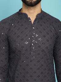 SOJANYA Ethnic Motifs Embroidered Sequinned Pure Cotton Kurta with Churidar