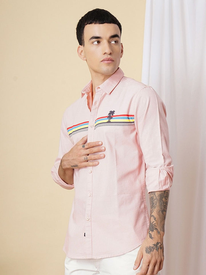The Indian Garage Co Pure Cotton Horizontal Stripes Casual Shirt