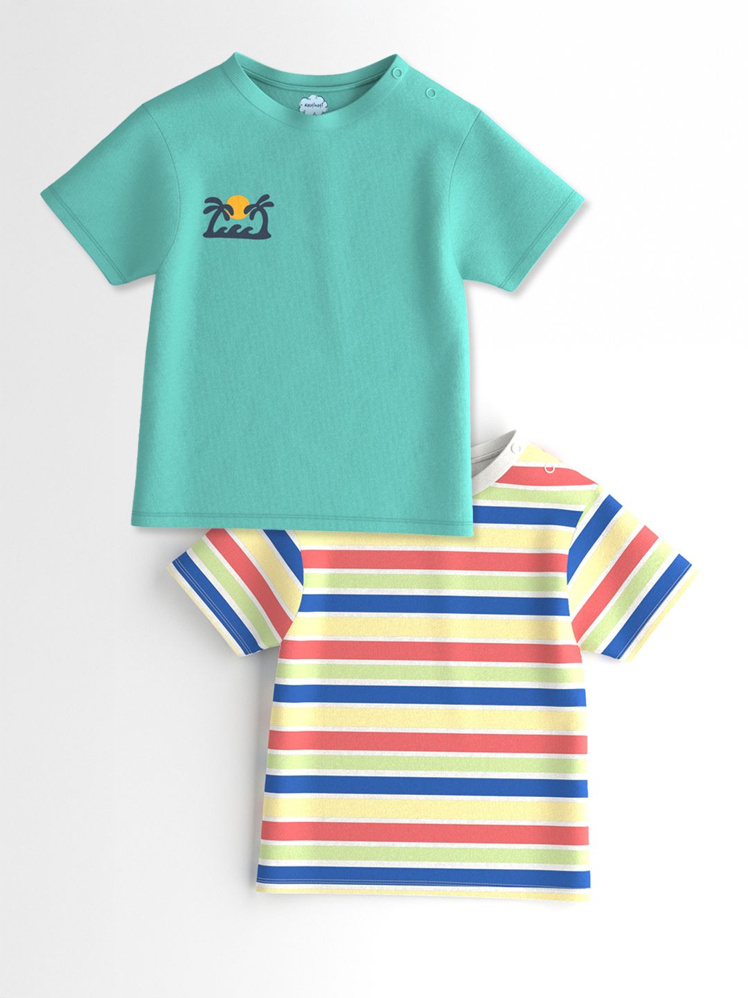 Nauti Nati Boys Pack of 2 Graphic Printed Cotton Antimicrobial T-shirts