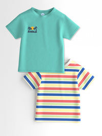 Nauti Nati Boys Pack of 2 Graphic Printed Cotton Antimicrobial T-shirts