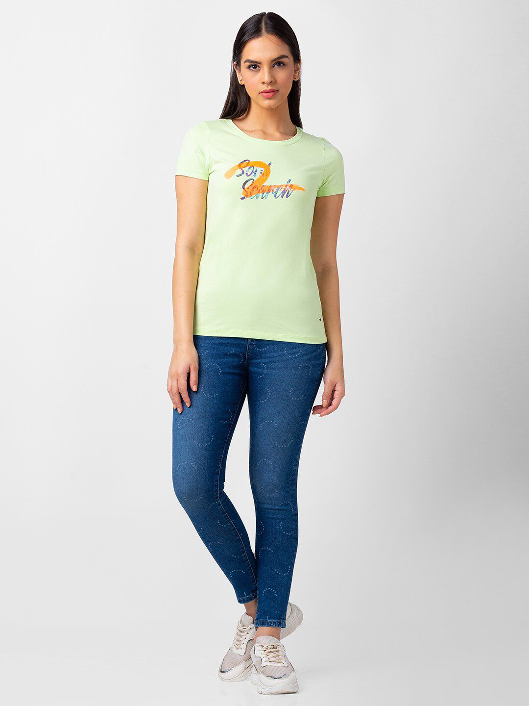 SPYKAR Women Typography Printed T-shirt