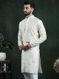 SOJANYA Motif Etnik Bersulam Kolar Mandarin Kurta Lurus Labuci
