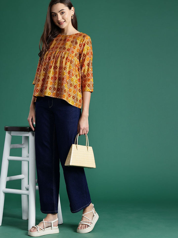 DressBerry Bandhani Print Empire Top