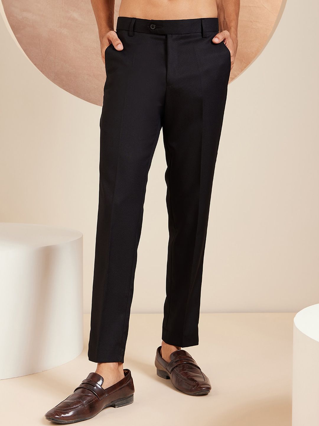 DENNISON Men Smart Tapered Fit Easy Wash Formal Trouser