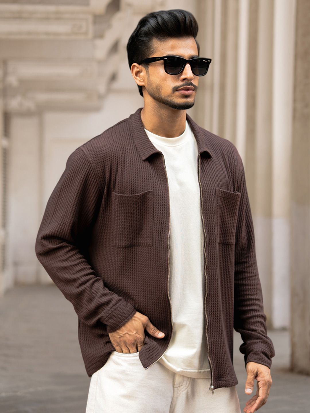 Powerlook Men Textured Spread Collar Casual Shirt