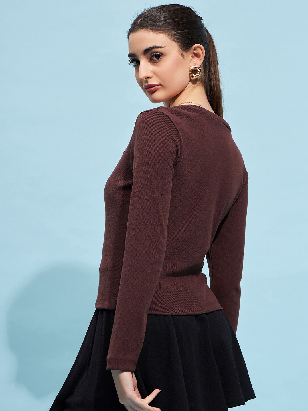STREET 9 Square Neck Fitted Cotton Top