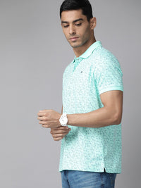 Park Avenue Floral Printed Polo Collar Slim Fit T-shirt
