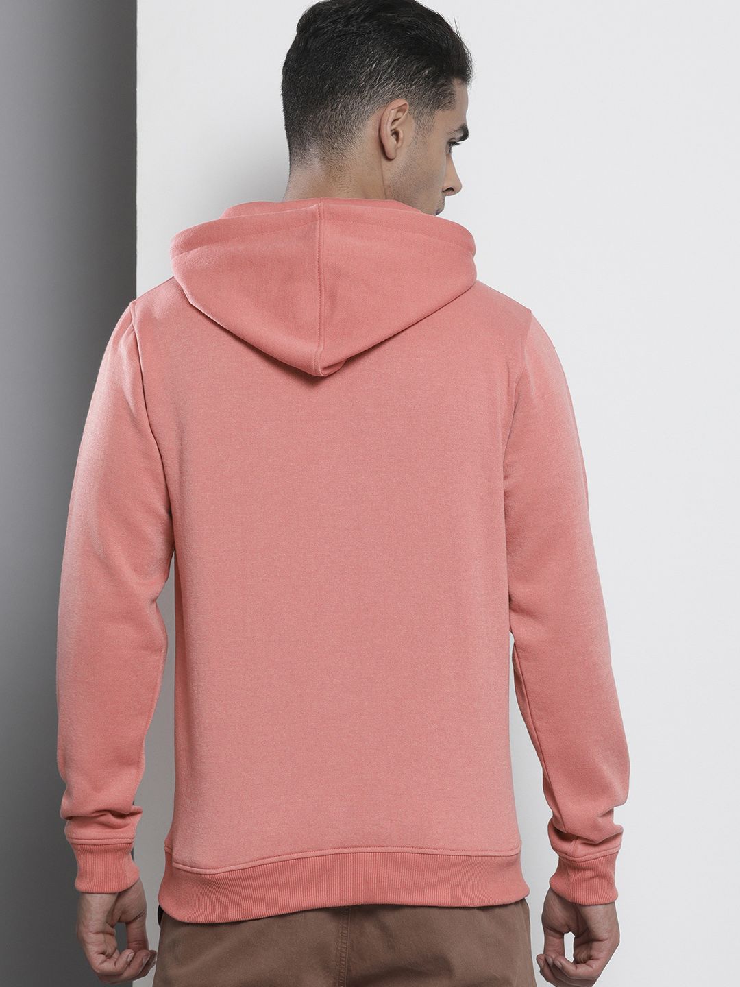 The Indian Garage Co Men Pink Printed Hooded Sweatshirt